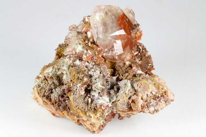 Calcite Crystal Cluster with Hematite Inclusions - Fluorescent! #185700